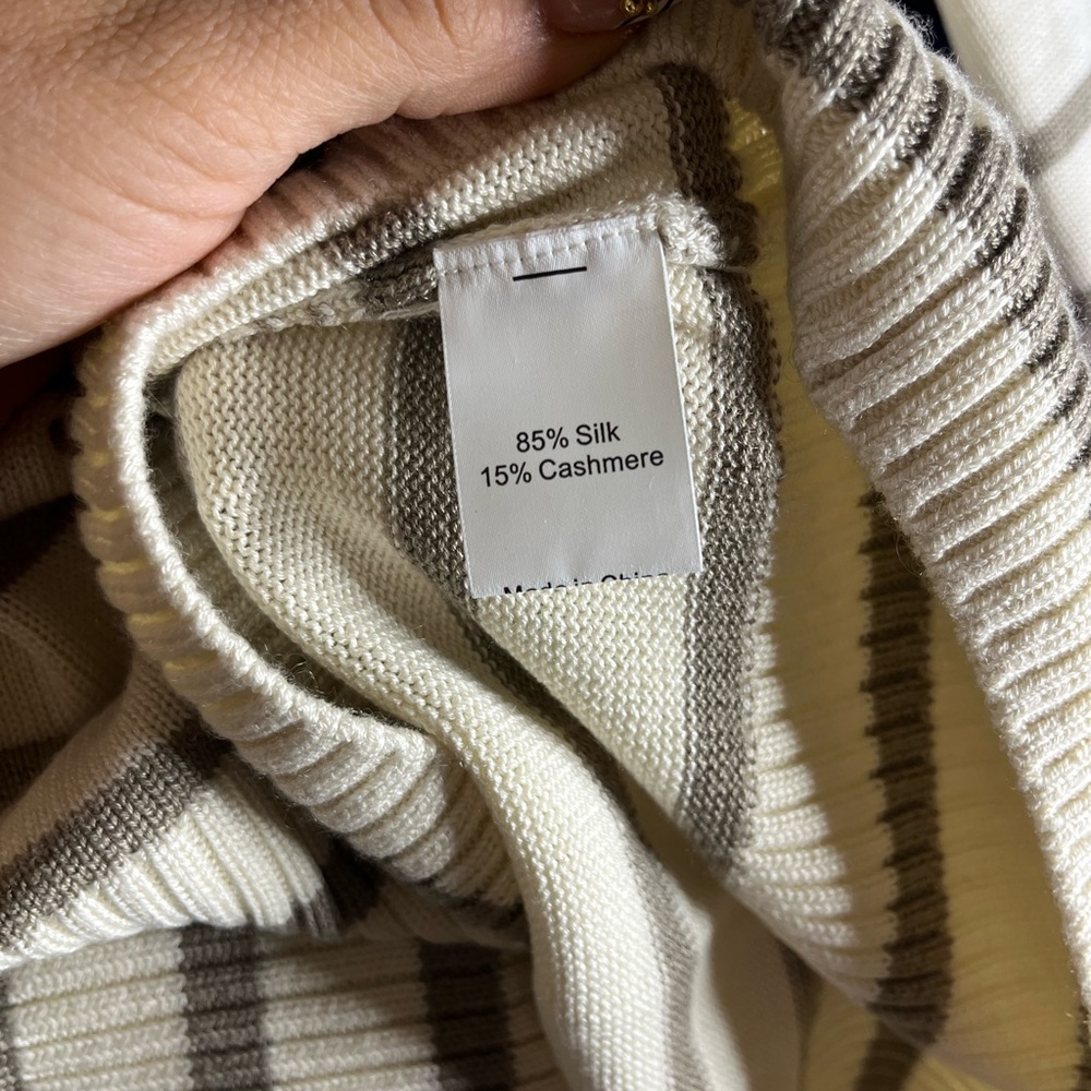 NWT La Ligne New York Antoine Silk Cashmere Striped V-Neck Sweater Size M - Picture 5 of 5